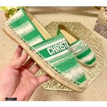 Dior Granville Espadrilles In D-Stripes Embroidered Cotton Green 2021