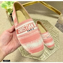 Dior Granville Espadrilles In D-Stripes Embroidered Cotton Pink 2021