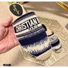 Dior Granville Espadrilles Mules In D-Stripes Embroidered Cotton Deep Blue 2021