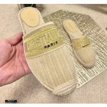 Dior Granville Espadrilles Mules In Stripes Embroidered Cotton Beige 2021