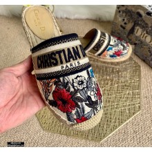 Dior Granville Espadrilles Mules In Multicolor Mille Fleurs Embroidered Cotton 2021