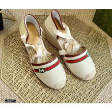 Gucci Interlocking G and Web Embroidered Canvas Platform 10cm Espadrilles White 2021