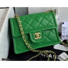 Chanel Grained Calfskin Mini Square Flap Bag AS2356 Green 2021