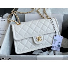 Chanel Grained Calfskin Medium Flap Bag AS2357 White 2021
