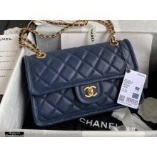 Chanel Grained Calfskin Medium Flap Bag AS2357 Navy Blue 2021