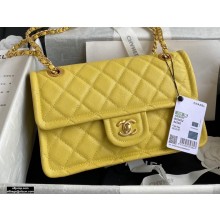 Chanel Grained Calfskin Medium Flap Bag AS2357 Yellow 2021