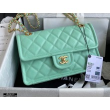 Chanel Grained Calfskin Medium Flap Bag AS2357 Light Green 2021