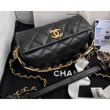 Chanel Crumpled Lambskin Small Hobo Bag AS2479 Black 2021