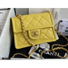 Chanel Grained Calfskin Mini Square Flap Bag AS2356 Yellow 2021