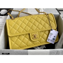 Chanel Grained Calfskin Large Flap Bag AS2358 Yellow 2021