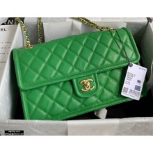 Chanel Grained Calfskin Large Flap Bag AS2358 Green 2021
