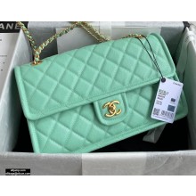 Chanel Grained Calfskin Large Flap Bag AS2358 Light Green 2021