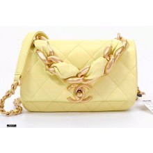 Chanel Shiny Lambskin Entwined Chain Small Flap Bag AS2387 Yellow 2021