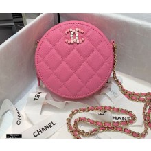 Chanel Grained Calfskin Round Clutch with Chain Bag AP2034 Dark Pink 2021