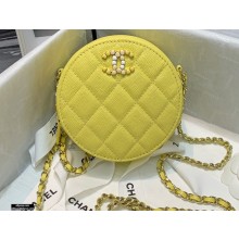 Chanel Grained Calfskin Round Clutch with Chain Bag AP2034 Yellow 2021