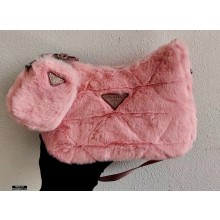 Prada Shearling Shoulder Bag 1BC151 Pink 2021