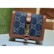 Gucci Jackie 1961 Card Case Wallet 645536 Washed GG Denim Blue 2021
