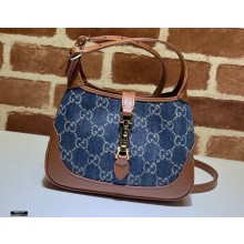 Gucci Jackie 1961 Mini Shoulder Bag 637092 Washed GG Denim Blue 2021