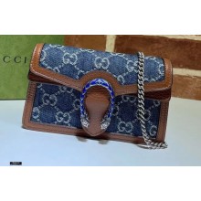 Gucci Dionysus Super Mini Bag 476432 Washed GG Denim Blue 2021