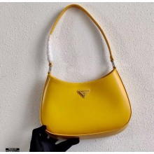Prada Cleo Brushed Leather Shoulder Bag 1BC499 Yellow 2021
