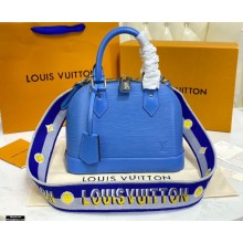 Louis Vuitton Epi Leather Alma BB Bag M57426 Bleuet Blue with Embroidered Logo Wide Strap 2021