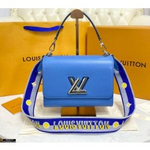 Louis Vuitton Epi Leather Twist MM Bag M57507 Bleuet Blue with Embroidered Logo Wide Strap 2021