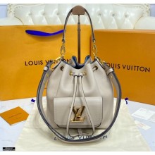 Louis Vuitton Grained Calf Leather Lockme Bucket Bag M57688 Greige 2021