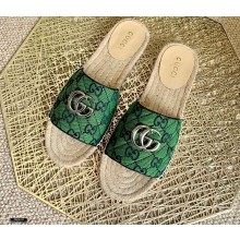 Gucci GG Multicolor Espadrilles Slides Sandals Green 2021