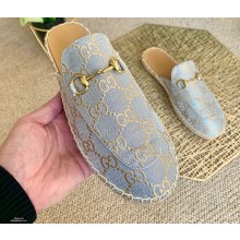 Gucci GG Supreme Canvas Horsebit Espadrilles Slippers Silver 2021