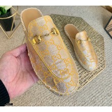 Gucci GG Supreme Canvas Horsebit Espadrilles Slippers Gold 2021