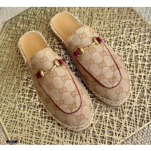Gucci GG Supreme Canvas Horsebit Espadrilles Slippers Red 2021