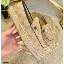 Gucci GG Supreme Canvas Horsebit Espadrilles Black 2021