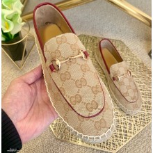 Gucci GG Supreme Canvas Horsebit Espadrilles Red 2021