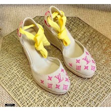 Louis Vuitton Monogram-embroidered Canvas Starboard Wedge Espadrilles Pink 2021