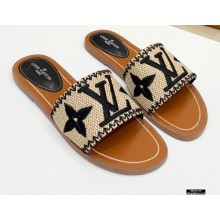 Louis Vuitton Lock It Flat Mules Embroidered Raffia 03 2021