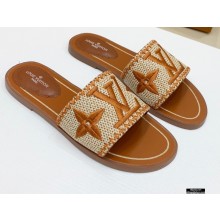 Louis Vuitton Lock It Flat Mules Embroidered Raffia 04 2021