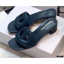 Dior Heel 4.5cm D-Club Mules in Calfskin Dark Blue 2021