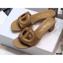 Dior Heel 4.5cm D-Club Mules in Calfskin Camel 2021