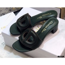 Dior Heel 4.5cm D-Club Mules in Calfskin Dark Green 2021