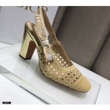 Dior Heel 9.5cm Moi Slingback Pumps Cannage Embroidered Mesh Beige 2021