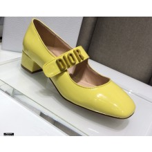 Dior Heel 3cm Baby-D Ballet Pumps Patent Yellow 2021