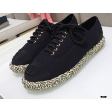 Chanel Cotton and Grosgrain Lace-Ups G37144 Black 2021
