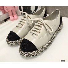Chanel Lambskin and Grosgrain Lace-Ups G37144 White 2021