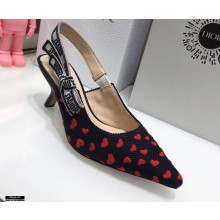 Dior Heel 6.5cm J'Adior Slingback Pumps Hearts I Love Paris Embroidered Cotton 2021