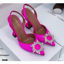 Amina Muaddi Heel 6.5cm Begum Slingback Pumps Satin Fuchsia