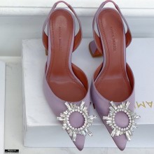 Amina Muaddi Heel 9.5cm Begum Slingback Pumps Satin Lavender