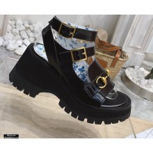 Gucci Heel 8.5cm Platform Sandals with Horsebit 645394 Black 2021