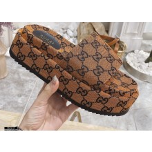 Gucci Heel 5.5cm Platform 4cm GG Slide Sandals Canvas Orange 2021