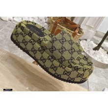 Gucci Heel 5.5cm Platform 4cm GG Slide Sandals Canvas Yellow 2021