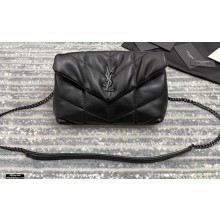 Saint Laurent Puffer Mini Bag In Quilted Lambskin 620333 So Black
